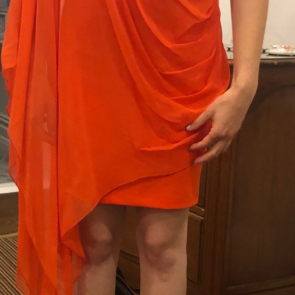 Orange one-shoulder mini dress - Picture 4 of 5